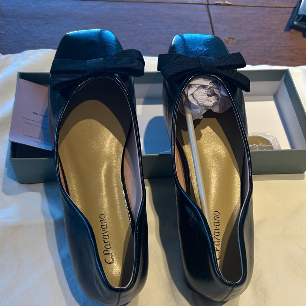 C.Paravano Black Women's Loafers with Bow Accent